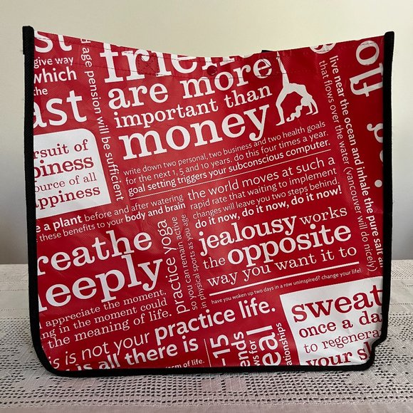 Lululemon Manifesto red & white large reusable tote bag - Picture 3 of 5